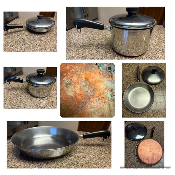 Vtg Revere Ware 1801 Copper Bottom 12pc Pots Pans Skillet Lids 1946-post 1968 - Picture 1 of 16